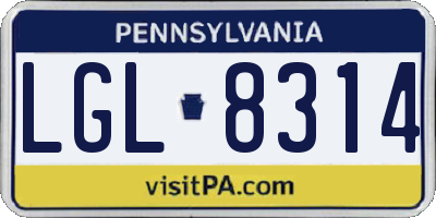 PA license plate LGL8314