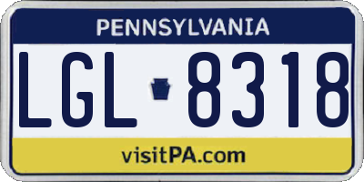 PA license plate LGL8318