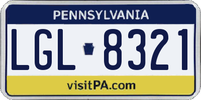 PA license plate LGL8321
