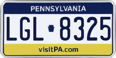 PA license plate LGL8325