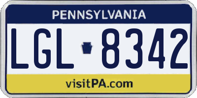 PA license plate LGL8342