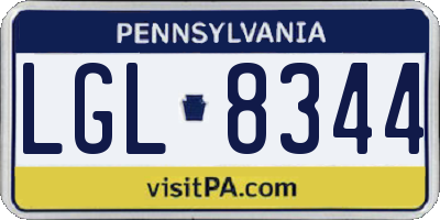 PA license plate LGL8344