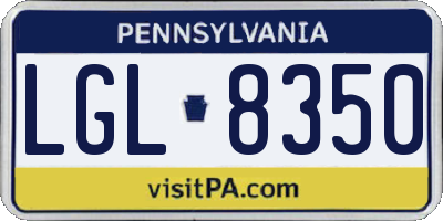 PA license plate LGL8350