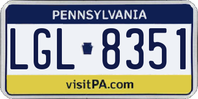 PA license plate LGL8351