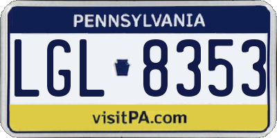 PA license plate LGL8353