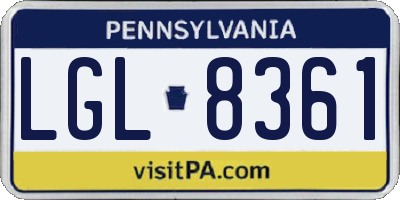 PA license plate LGL8361