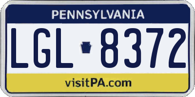 PA license plate LGL8372