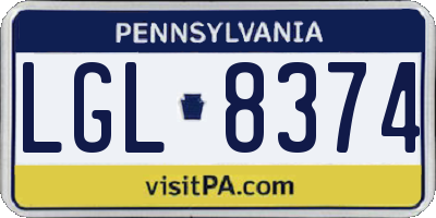 PA license plate LGL8374