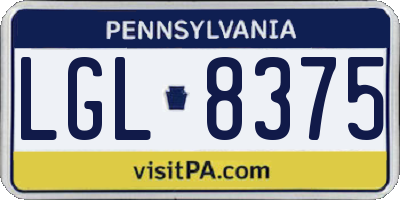 PA license plate LGL8375