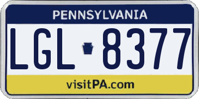 PA license plate LGL8377
