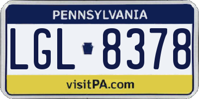PA license plate LGL8378