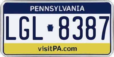 PA license plate LGL8387