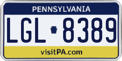 PA license plate LGL8389