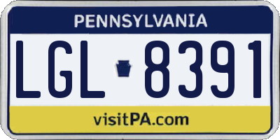 PA license plate LGL8391