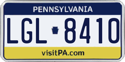 PA license plate LGL8410