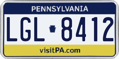 PA license plate LGL8412