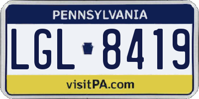 PA license plate LGL8419