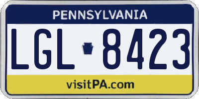 PA license plate LGL8423
