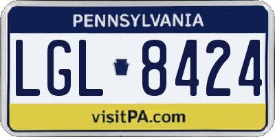 PA license plate LGL8424