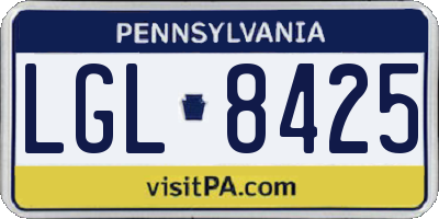PA license plate LGL8425