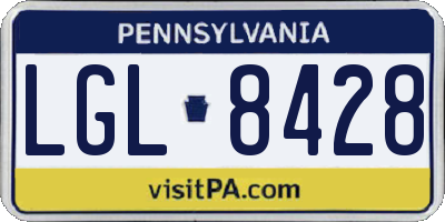 PA license plate LGL8428