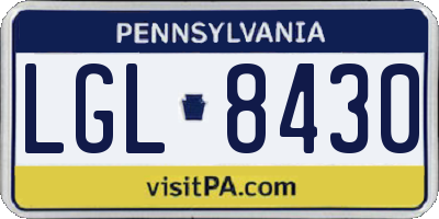 PA license plate LGL8430