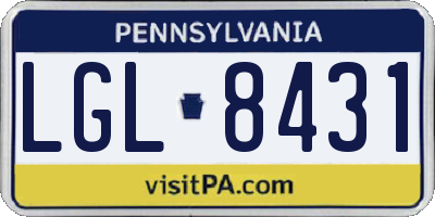 PA license plate LGL8431