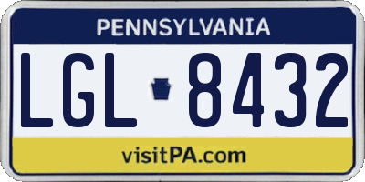 PA license plate LGL8432