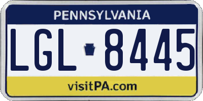 PA license plate LGL8445