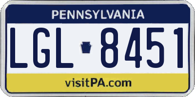 PA license plate LGL8451