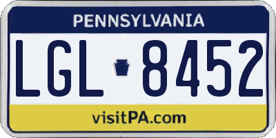 PA license plate LGL8452