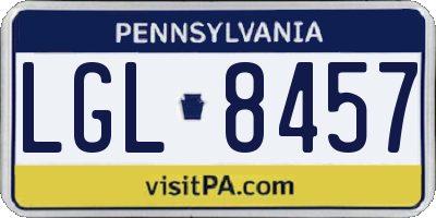 PA license plate LGL8457