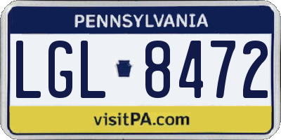 PA license plate LGL8472