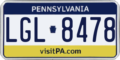 PA license plate LGL8478