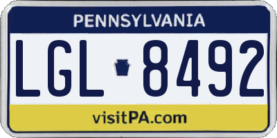 PA license plate LGL8492