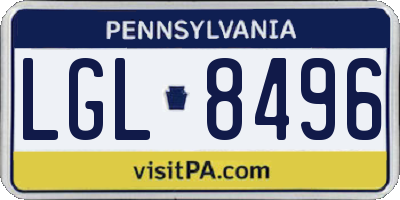 PA license plate LGL8496