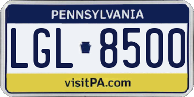 PA license plate LGL8500