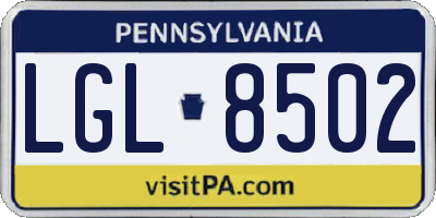 PA license plate LGL8502