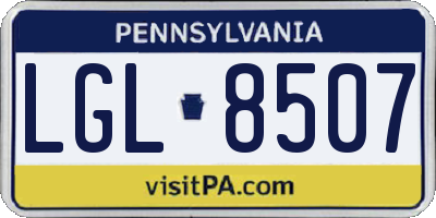 PA license plate LGL8507