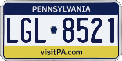 PA license plate LGL8521