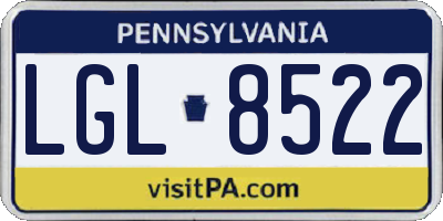 PA license plate LGL8522