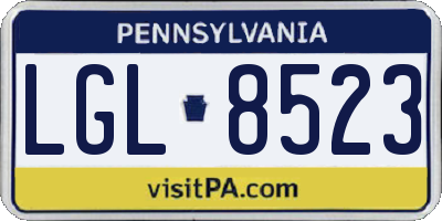 PA license plate LGL8523