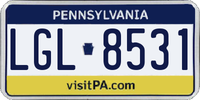 PA license plate LGL8531