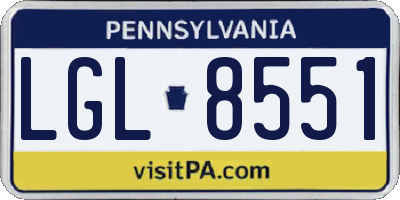 PA license plate LGL8551