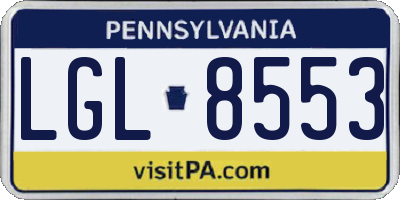 PA license plate LGL8553