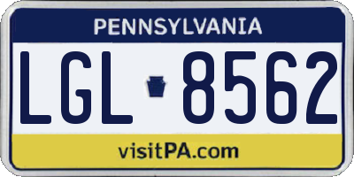 PA license plate LGL8562