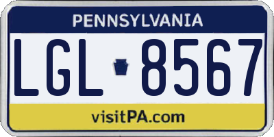 PA license plate LGL8567