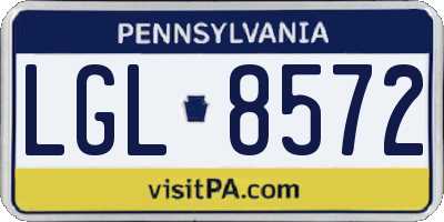 PA license plate LGL8572