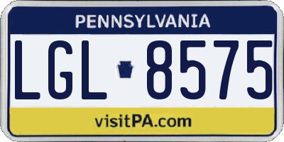PA license plate LGL8575
