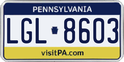 PA license plate LGL8603
